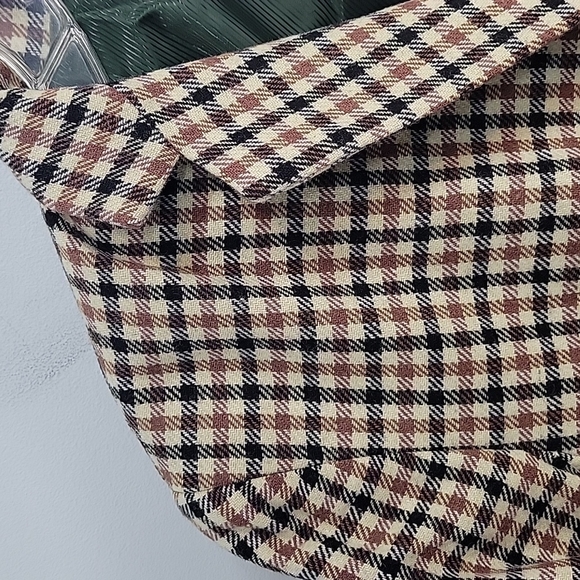 Liz Claiborne New York Tartan Brown Cream Black Wool Plaid Blazer - Picture 5 of 11